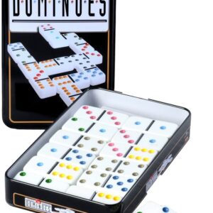 Double 6 domino in blik.